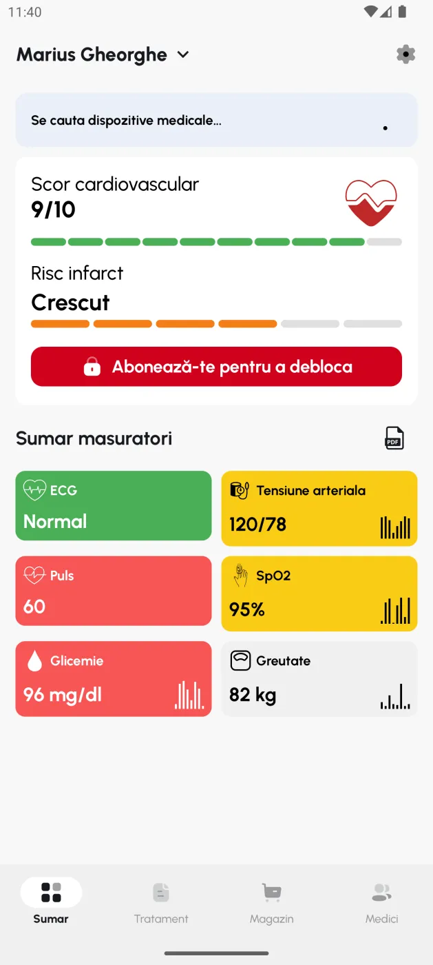 Captură oficială din aplicația Defiro Health pentru pacienți