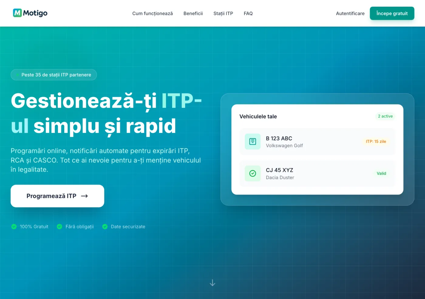 Prezentarea oficială Motigo: programări ITP și evidența vehiculelor